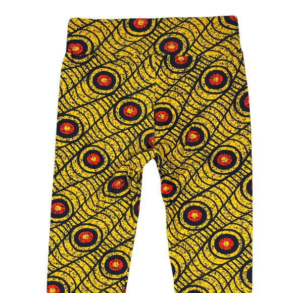 Lularoe Printed Leggings Yellow Multi Color One Size 2-10 - Picture 6 of 8